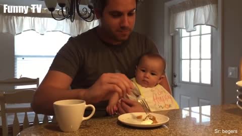 Baby Wants Daddy to Share Food - Cute Funny Video for Dads and Babies