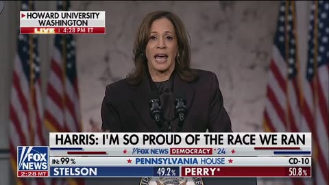 Kamala Harris Sad Speech congratulating Donald Trump after Historic Win