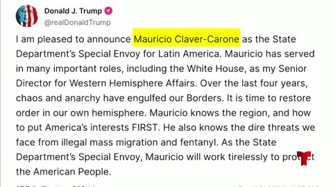 Trump repesca a exempleado de su anterior Gabinete para un importante cargo de cara a América Latina