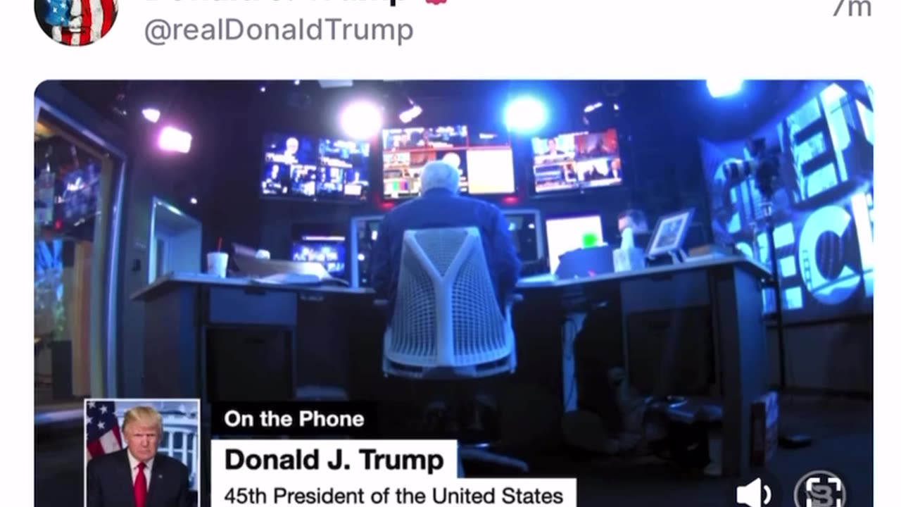 President Trump on the phone.