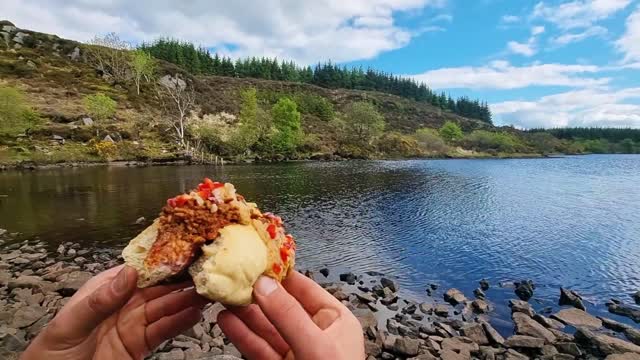 Huge crispy hot dogs cooked in the river! Tastes 10 times better! 🔥