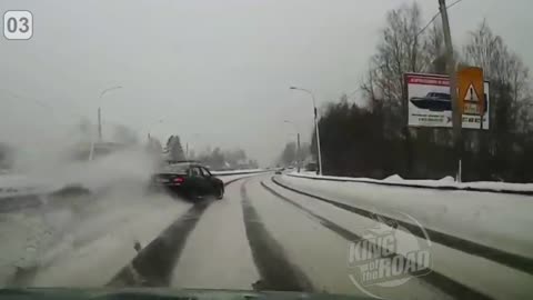 Car ice Sliding crash & spin outs 2021. Black ice and Icy road. Winter weather.