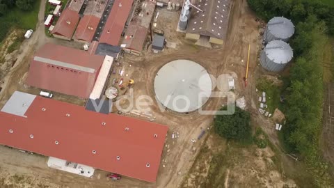 Aerial View Of Pig Farm Under Renovation And Extension Of New Facility In Countryside