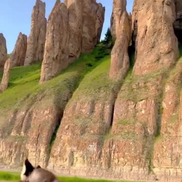 limestone pillars situated along the banks of the Lena River in Russia