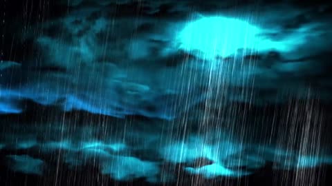 Stormy night with rain and thunders