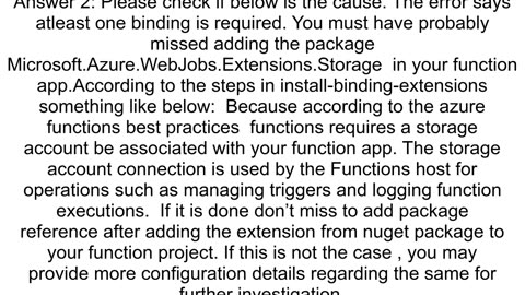 Azure function MicrosoftAzureWebJobsExtensionsFunctionMetadataLoader At least one binding must be