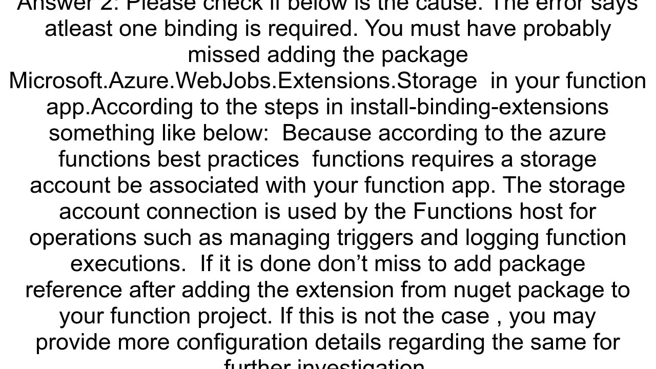 Azure function MicrosoftAzureWebJobsExtensionsFunctionMetadataLoader At least one binding must be