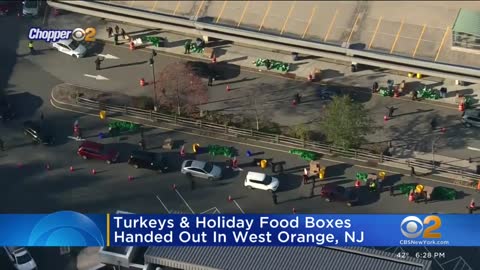 Turkey, holiday food boxes handed out in West Orange, New Jersey