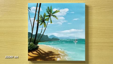 Easy Way to Paint a Paradise Beach / Acrylic Painting for Beginners