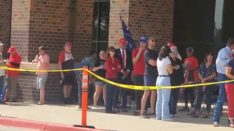 President Trump delivering a speech in South Dakota, an incredibly large crowd eagerly awaiting