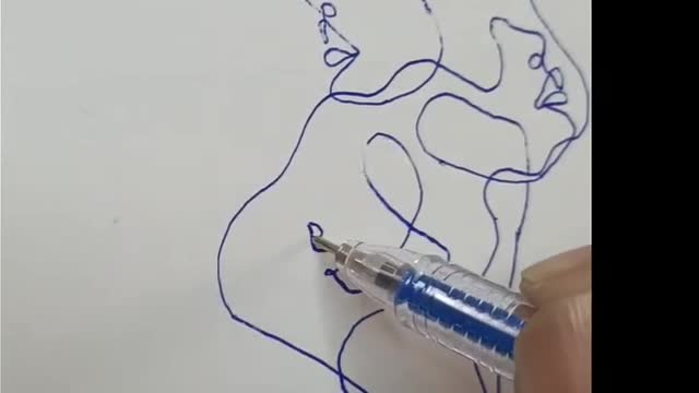 Four face Continuous One line art