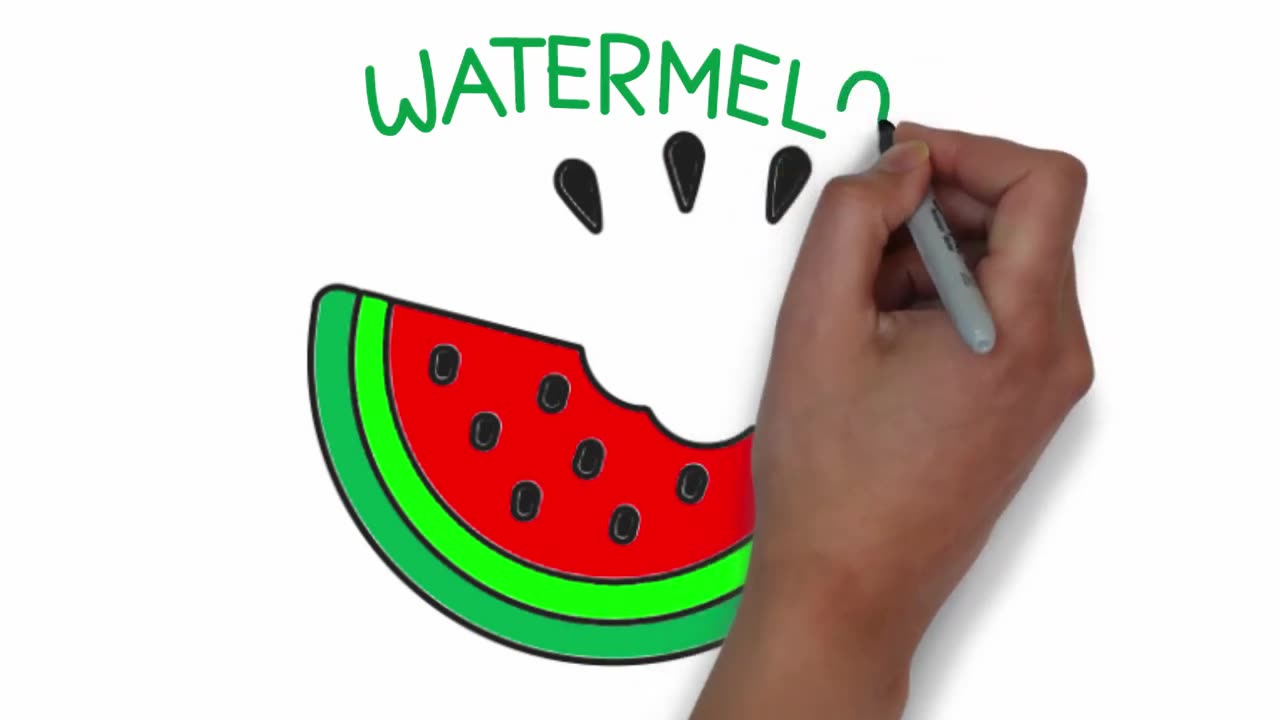 How to Draw Watermelon Step by Step Easy for Kids and Coloring