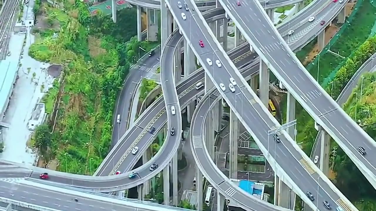 THE NEW ROAD JUNCTION IN GUIZHOU CHINA~IT’S LAID FROM THE MOUNTAIN & ALL ROADS ARE AT DIFFERENT LEVELS IN HEIGHT