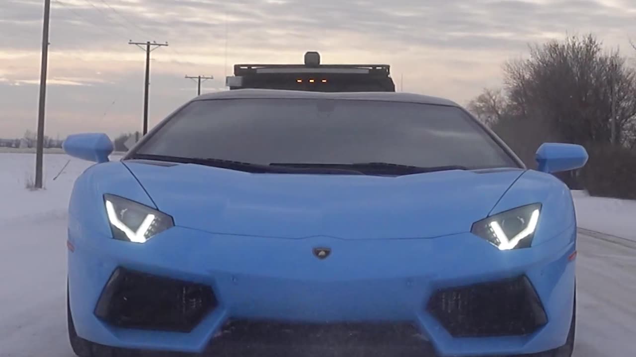 Lamborghini Aventador Winter Edition with Hummer H1