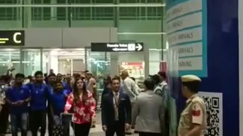 Indian cricket team in Delhi Airport