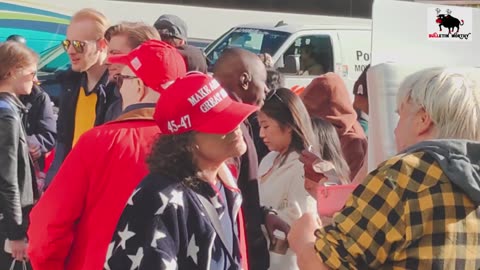 Donald Trump Rally Crowd by Madison Square Garden, Supporters and Protestors Gather in New York City