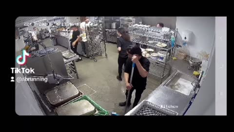 Kitchen Staff Member Gets A Wrestling Move Done On Them - All Caught On CCTV!! 🤣🤣