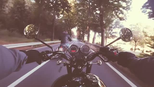 Riding a motorcycle