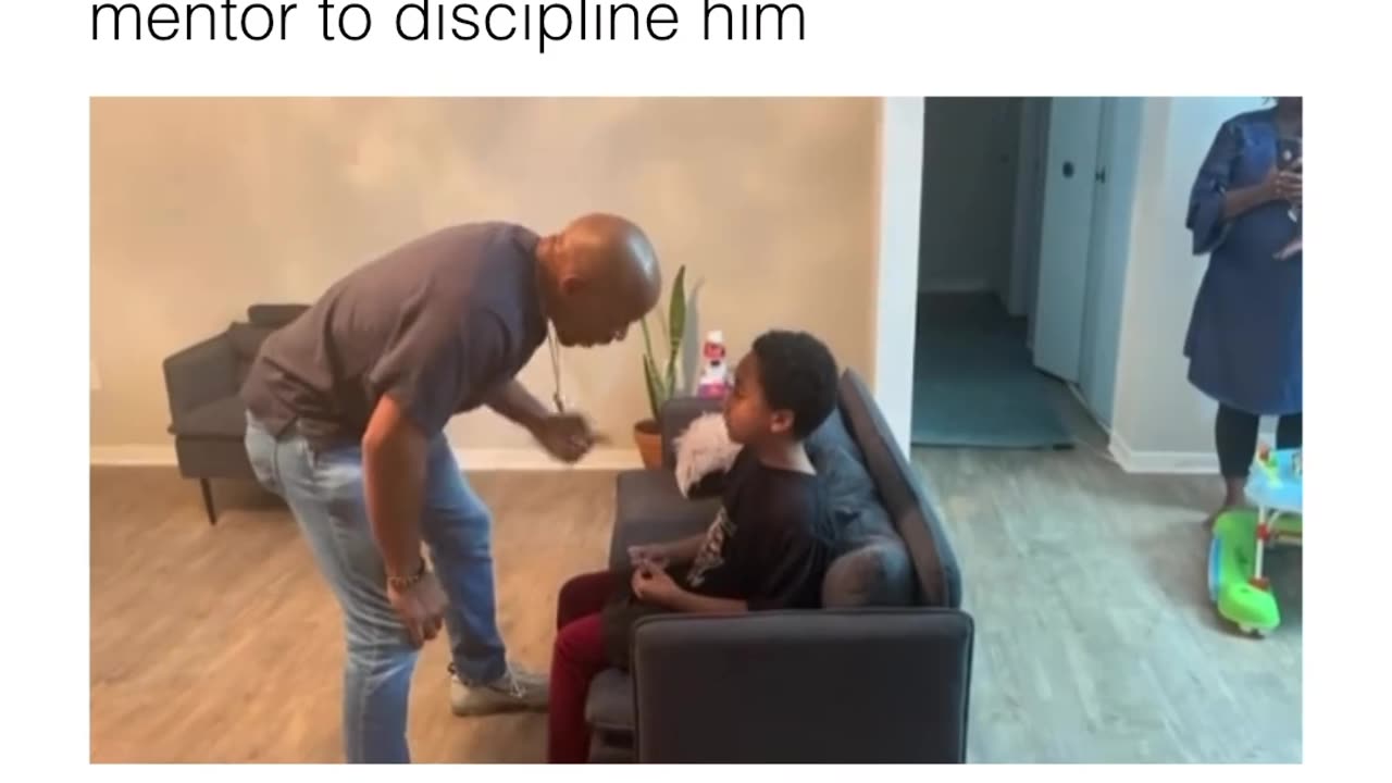 Disrespectful 10-year-old kid give discipline by a youth mentor.