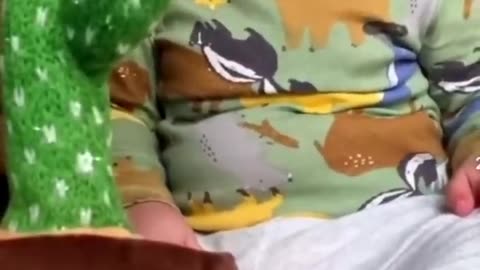 Baby crying during play with dancing cactus