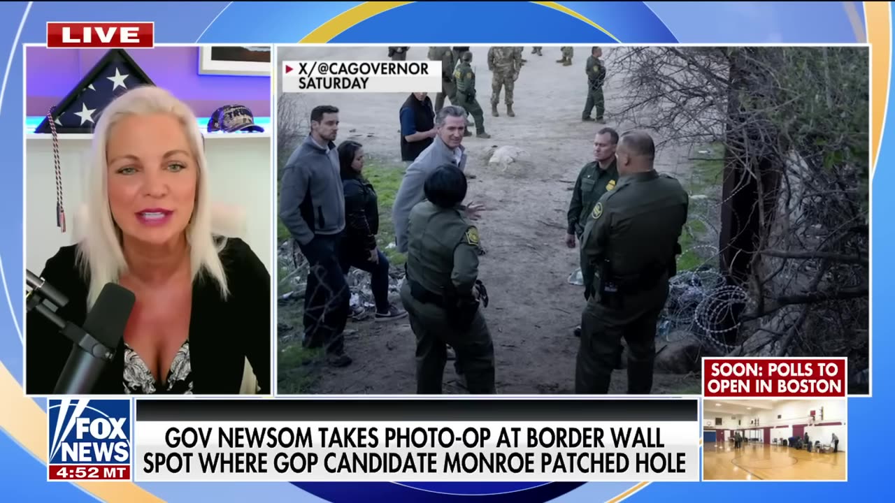 ‘EMBARRASSING’ Newsom unknowingly uses border hole patched by GOP candidate for photo-op