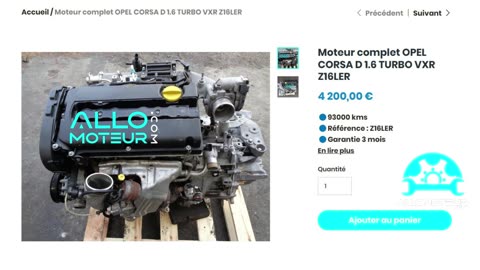 ALLOMOTEUR.COM - Moteur complet OPEL CORSA D 1.6 TURBO VXR Z16LER