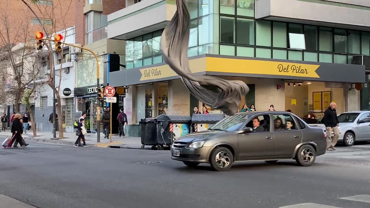 A Web-Swinging Street Performance in Argentina