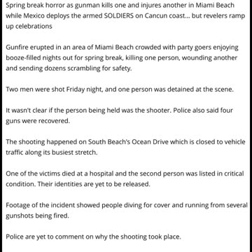 Spring Break Chaos: One Dead & One In Critical Condition