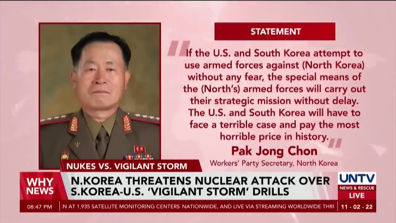 orth Korea threatens nuclear attack over South Korea-US ‘vigilant storm’ drills