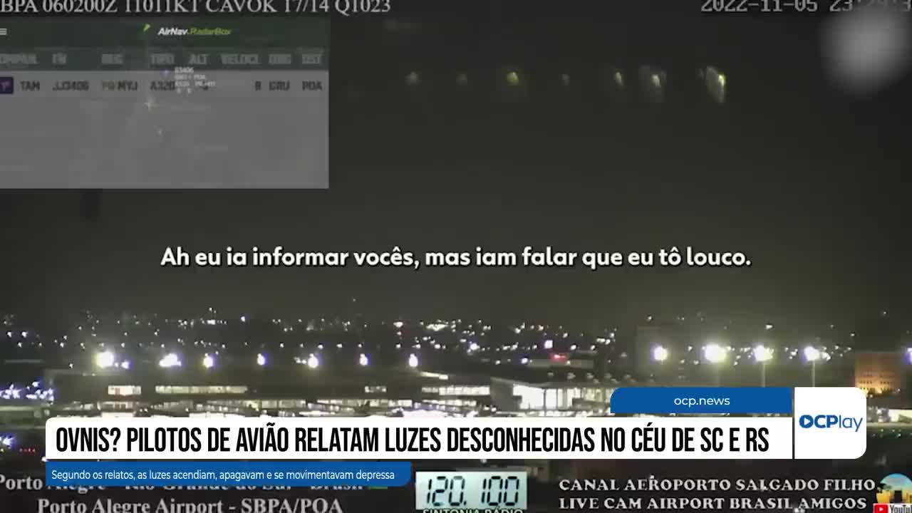 OVNIs? Pilotos de avião relatam luzes desconhecidas no céu de SC e RS