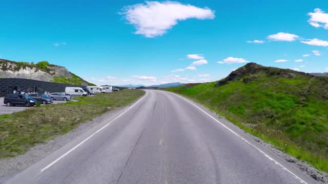 driving a car on a road in norway