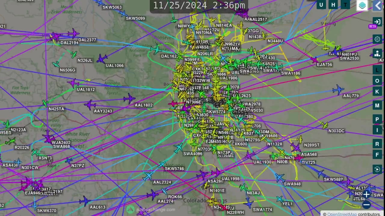 Denver Co - Aircraft Time Lapse - Nov 26th 2024 -