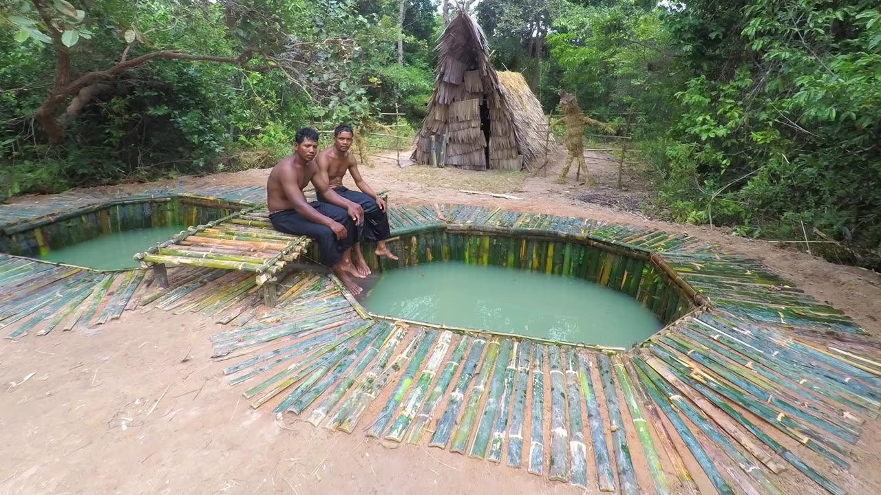 Primitive Technology Building Bamboo Underground Swimming Pool