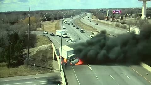 DOT Camera Captues Huge Fireball Crash