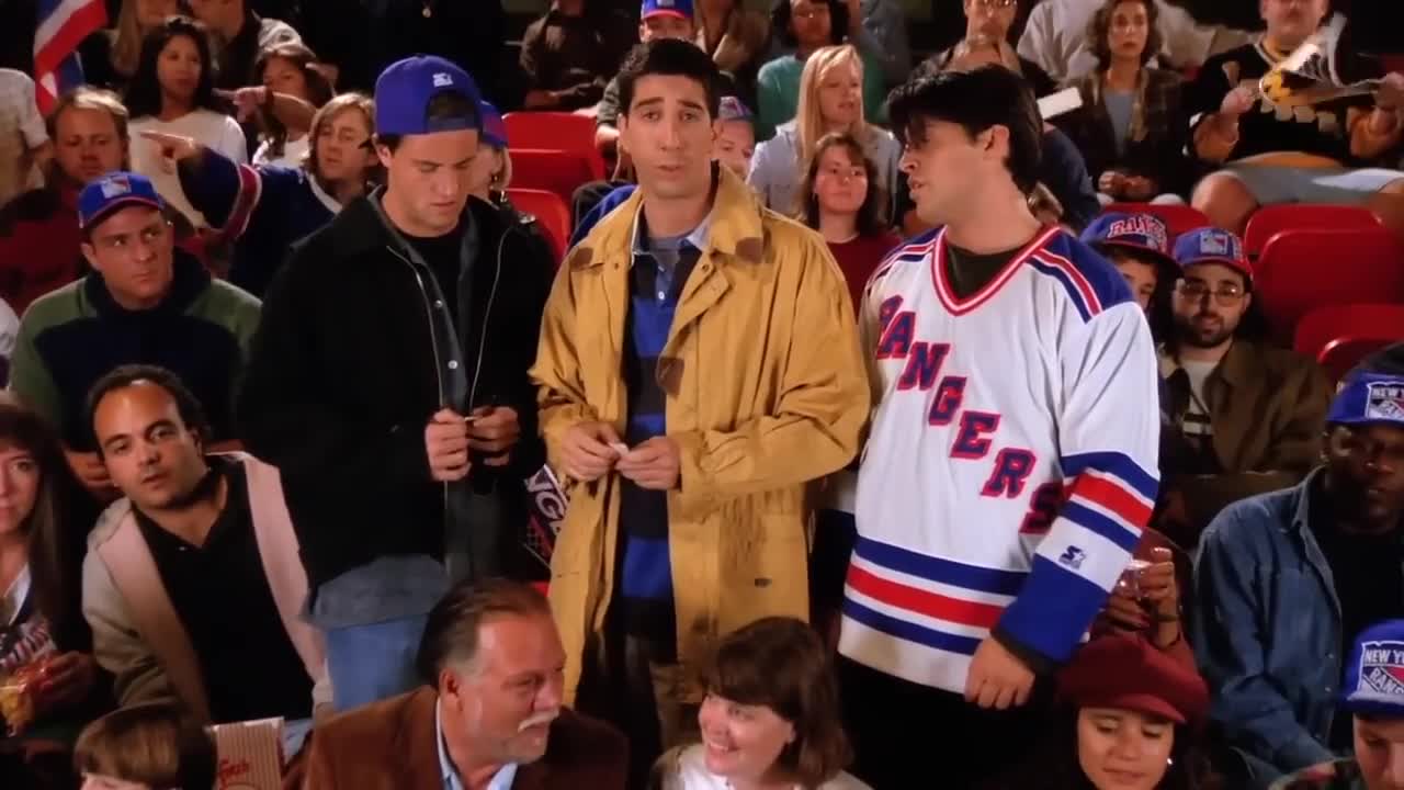Ross gets hit in the face by a hockey puck | Friends