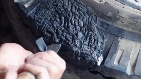 Amazing skill tire repairing with hands