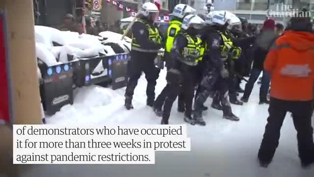 Ottawa trucker protest: pepper spray and scuffles as police try to clear capital