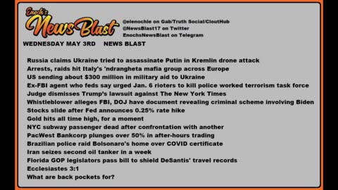 Wednesday, May 3, 2023 News Blast. #Enoch #NewsBlastReading #NBR