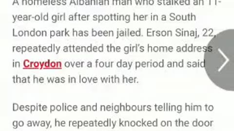 Homeless Albanian Man 22, Stalked Girl 11,