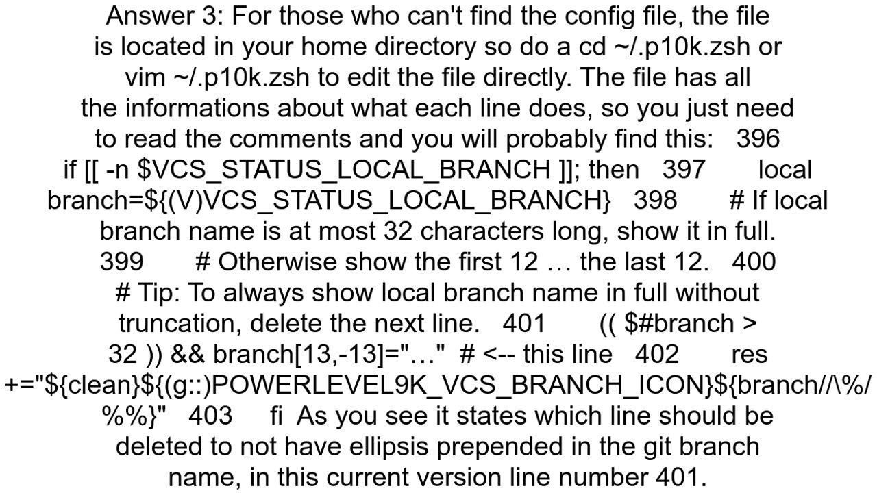 Keep Git Branch Name Untruncated in Shell using p10k Oh My Zsh theme