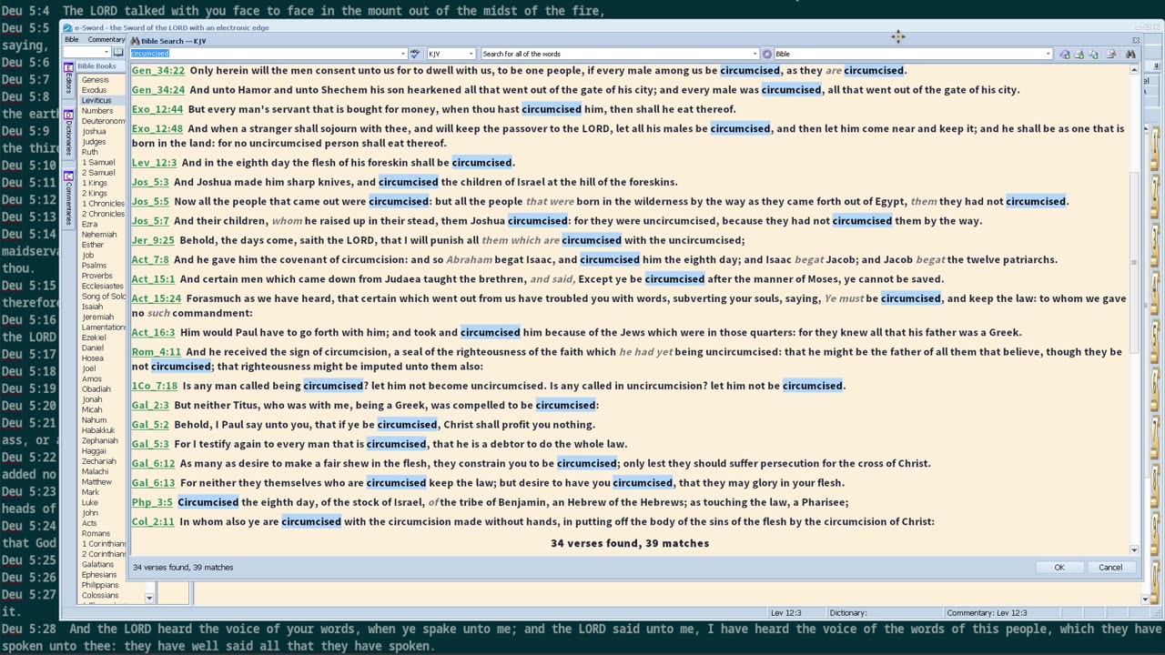 Leviticus 12-3 Verse of the day - New testament search for "circumcised"