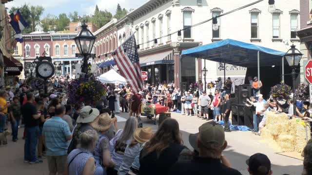 Happy Dog at the Madam Lou Bunch Bed Races here in Central City Colorado