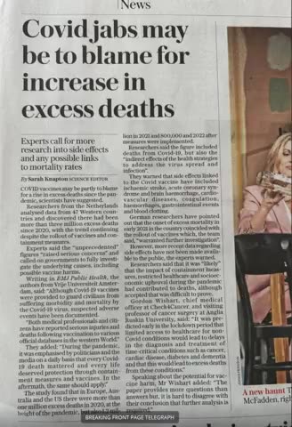 Breaking FINALLY Mainstream Media News Admits Covid Jabs May Be To Blame for Increase Excess Deaths