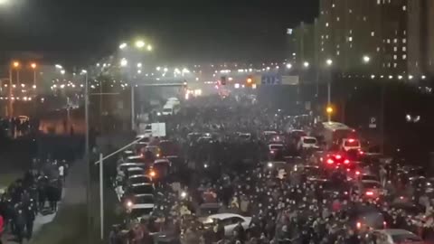 Column of protesters in Almaty