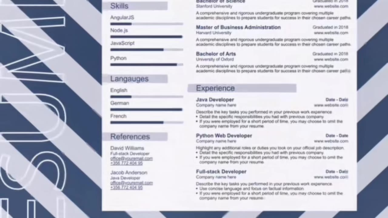 Full stack developer resume template | FinishResume.com #resume #microsoftword #template