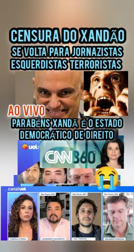 ALEXANDRE DE MORAIS CENSURANDO AS MÍDIAS E JORNALISTAS DE ESQUERDA
