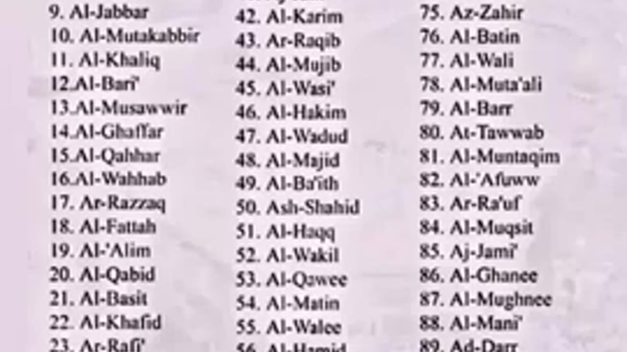 99 names of Allah