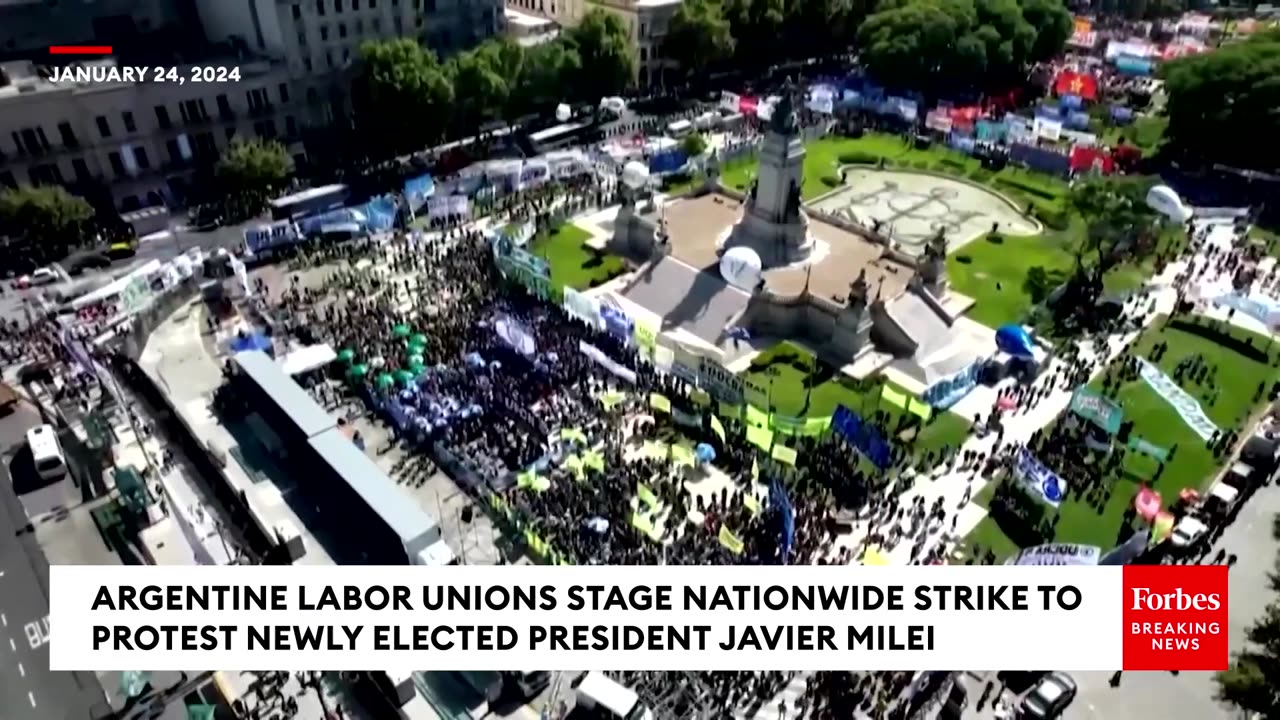 WATCH- Argentine Labor Unions Stage Nationwide Protest Against Newly Elected President Javier Milei