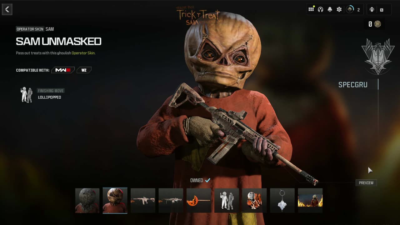 MW3 Trick'r Treat Sam Operator Bundle Modern Warfare 3 Season 6