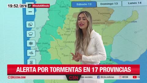 ALERTA por TORMENTAS en 17 PROVINCIAS